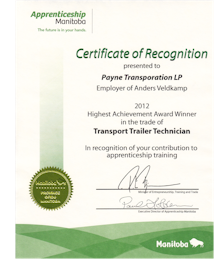 Certificate of Recognition